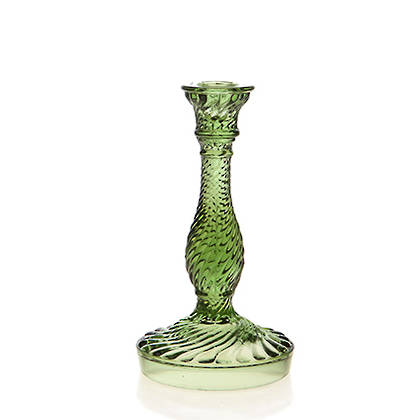 Portuguese Glass Candlestick - Twist Green (available to order)