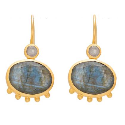 Earrings - Banjara gold plate with Labradorite (sold out)