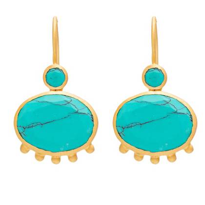 Earrings - Banjara gold plate with Turquoise