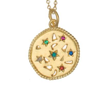 Necklace - Gold Plate Souk with assorted Gem Stones (sold)