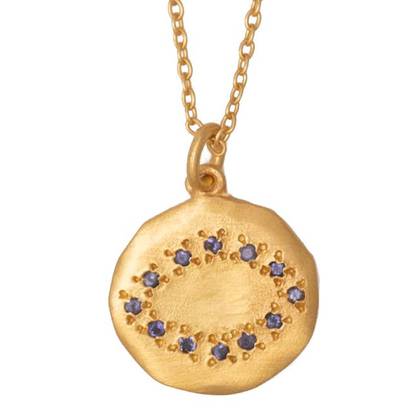 Necklace - Gold Plate Eye Pendant with Iolite (sold)