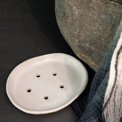 Ceramic Handmade Soap Dish in Off-White