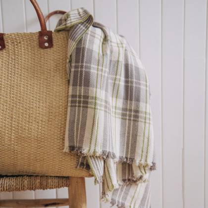 French Summer Cotton Throw - design n°11 Natural