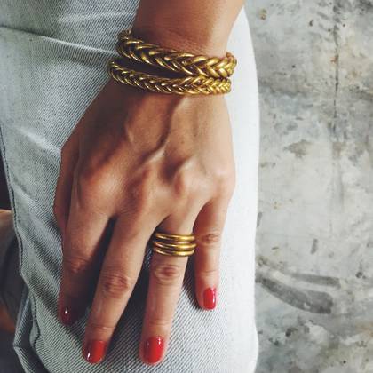 Temple Bangle - Thin Braided Gold