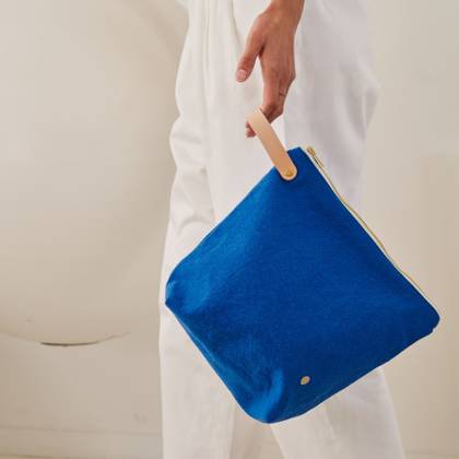 Toiletry Bag Organic Cotton Large - Bleu Mecano