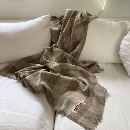 French 100% Wool Blanket / Throw - design n°56 Natural
