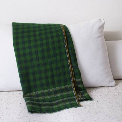 French 100% Wool Blanket / Throw - design n°64 Evergreen (1 left)