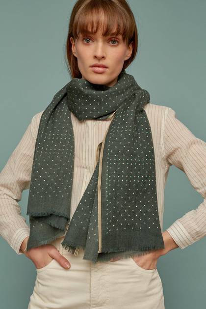Moismont Wool Scarf - design n° 539 Grey Green