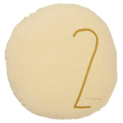 Bed & Philosophy pure linen Round 'Number' cushion in Popcorn (available to order)