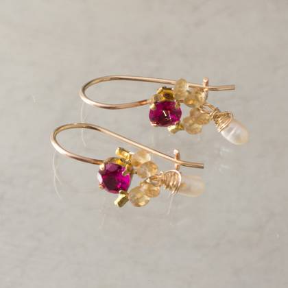 Earrings Dancer citrine & fuchsia crystal - n° 364 (sold out)