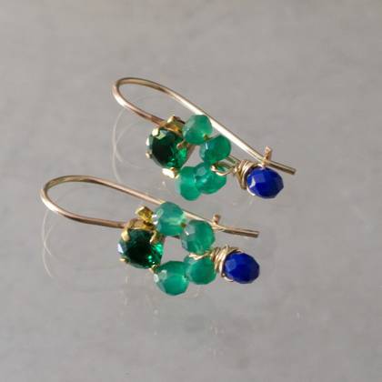Earrings Dancer green opal - n° 366