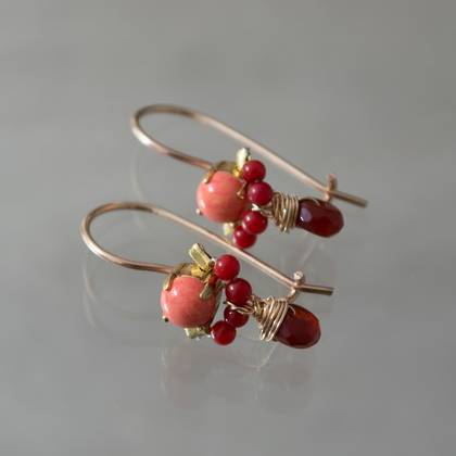 Earrings Dancer red & orange coral, garnet - n° 374 (sold out)