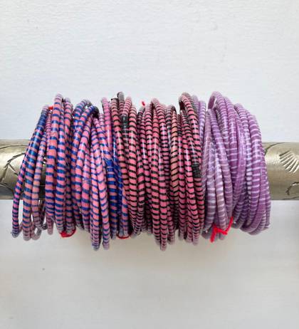Jokko Bracelets from Mali Africa - set of 6 pinks & purples