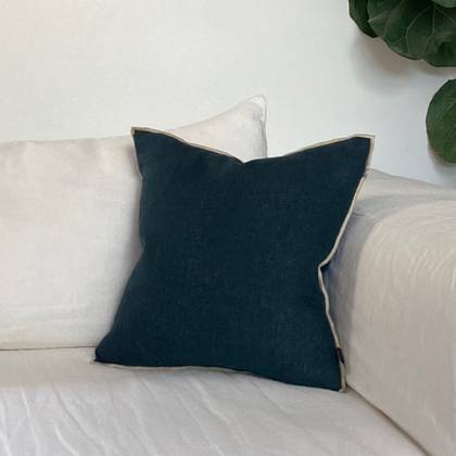 Plain Linen Cushion in Deep Sea Blue - in 3 sizes from: