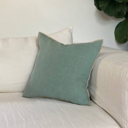 Plain Linen Cushion in Celadon - in 3 sizes from: