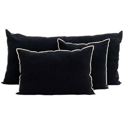 Plain Linen Cushion in Noir - in 3 sizes from: (sold out)