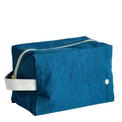 Toiletry Bag Organic Cotton Cube - Blue