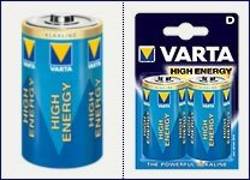 Varta High Energy Alkaline Battery D x 2 per pack