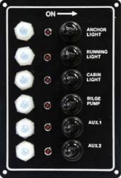 Switch Panel LED 6 Way w/Breaker 50031286