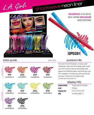 LA Girl Shockwave Neon Liner Display - 120pcs