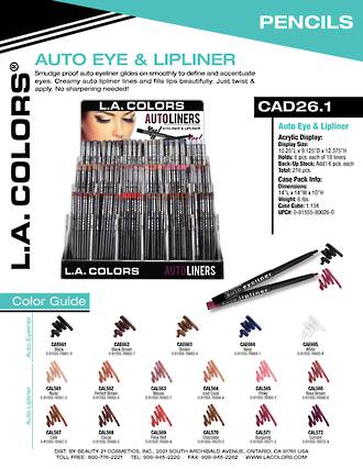 LA Colors - Auto Eye & Lipliner Display - 216pcs