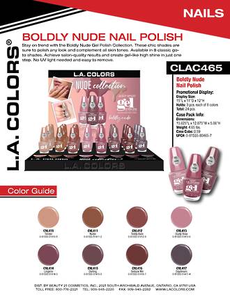 LA Colors Boldly Nude Nail Polish Display - 24pcs