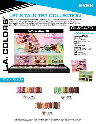 LA Colors - Let's Talk Tea Eyeshadow Display - 18pcs