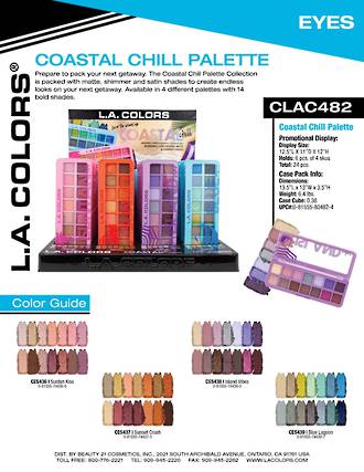 LA Colors - Coastal Chill Palette Display - 24pcs
