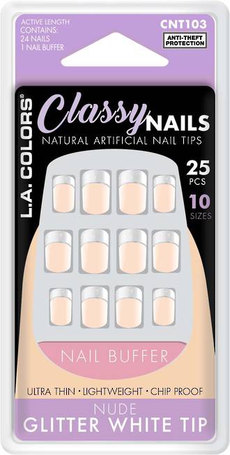 LA Colors 25pc Artificial Nails - Nude Glitter