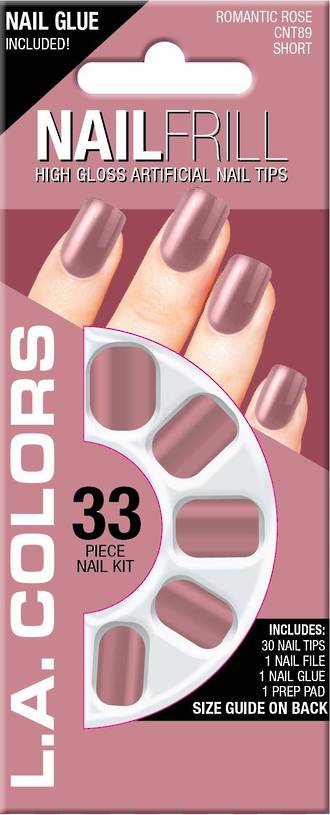 LA Colors 33pc High Gloss Short Nail Tip Kit - Romantic Rose