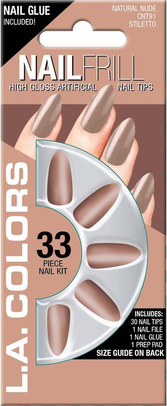 LA Colors 33pc High Gloss Short Nail Tip Kit - Natural Nude