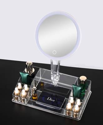 LED Mirror with Cosmetic Organiser