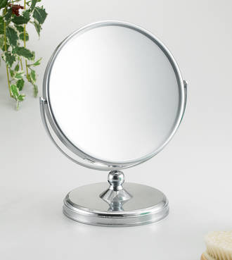 Mirror Silver Round On Stand 7x