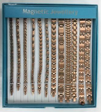 Magnetic Copper Chain Bracelet Display - 12pcs