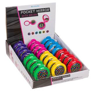 Pocket Mirror with Brush Display - 24pcs