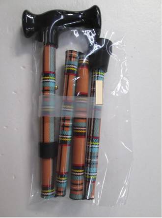 Folding Walking Stick - Orange Tartan