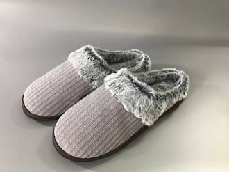 Womens Cotton Fur Slippers Charcoal XSmall (Size 5-6)