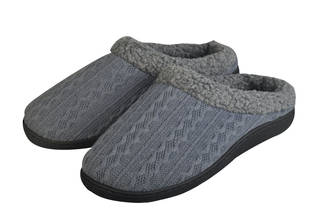 Mens Slippers Grey and Blue Extra Large (Size 13-14)