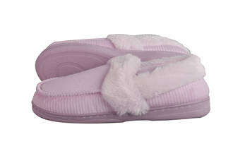 Womens Slippers Pink with Fur Trim Small (Size 7-8)