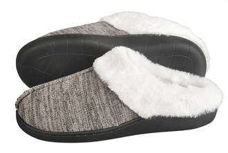 Women Slippers Brown with Fur Trim Small (Size 7-8)