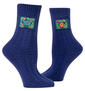 Blue Q Tag Socks - Fucking Flower Large/Extra-Large
