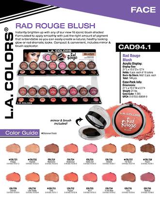 LA Colors - Rad Rouge Blush Display - 144pcs