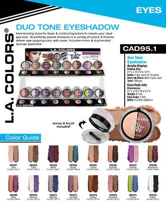 LA Colors - Duo Tone Eyeshadow Display - 144pcs
