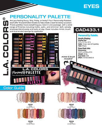 LA Colors - Personality Eyeshadow Palette Display - 48pcs