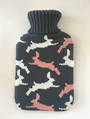 Knit Hot Water Bottle Cover - Grey Rabbits