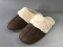 Womens Fur Slippers Brown Small (Size 7-8)