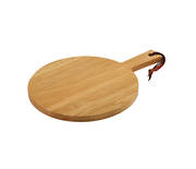 Round Cheese Plate with Handle Oak