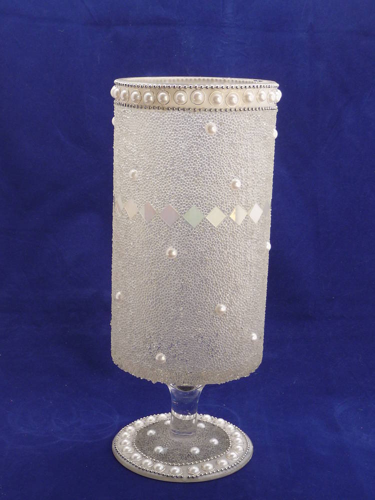 Mosaic pearl glass candle holder