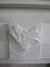 Spooners' Boars Head Coat of Arms, carved in Portuguese Limestone