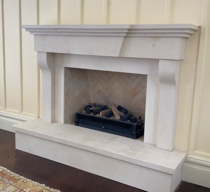 Large ‘Contemporary’ French style Fire surround hand carved in Portuguese Limestone